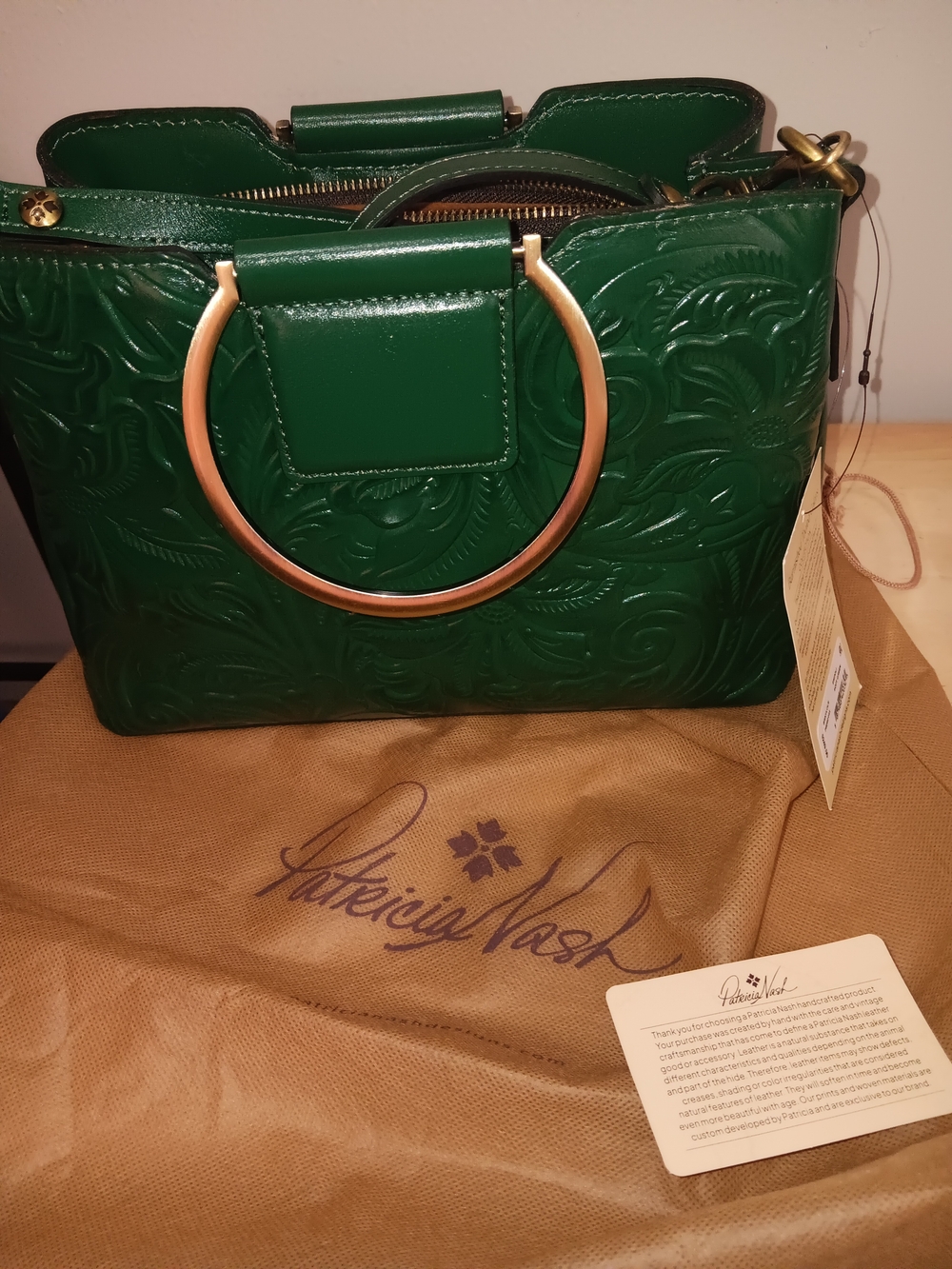 Patricia Nash Soft Green Embossed Leather Tote